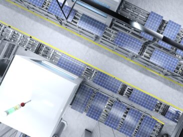 Solcells produktion i fabrik