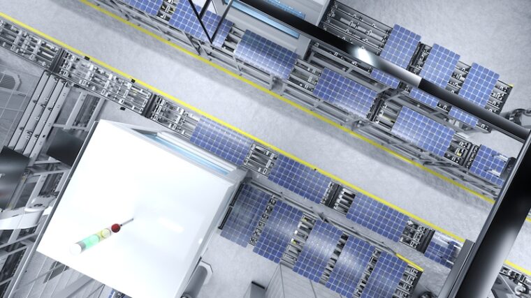 Solcells produktion i fabrik