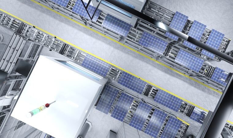 Solcells produktion i fabrik